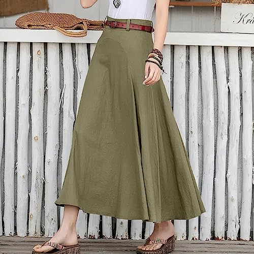 ebossy Women's Classical High Waist Pleated A-line Flowy Swing Utility Long Skirt Plus Size2