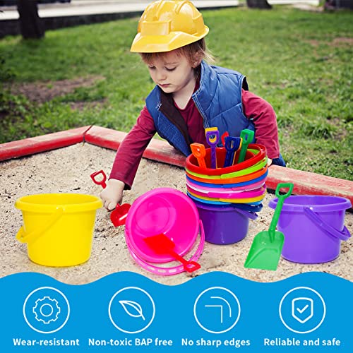 BeneFine Beach Pails 12 Pack Sand Buckets and Shovels for Kids 7.48 Inches | Beach and Sand Toys at The Beach | Use for Sand Molds at The Sandbox -12 Sand Bucket and 12 Shovel Set