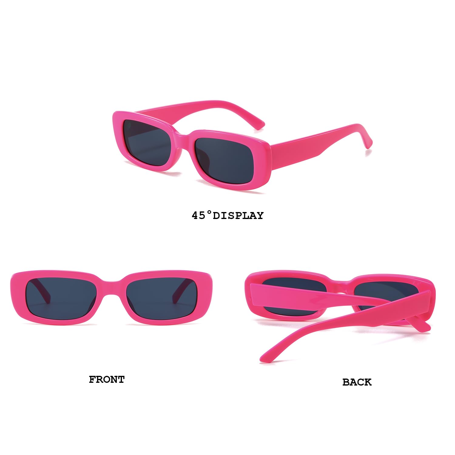 BUTABY Rectangle Sunglasses for Women Retro Driving Glasses 90’s Vintage Fashion Narrow Square Frame UV400 Protection