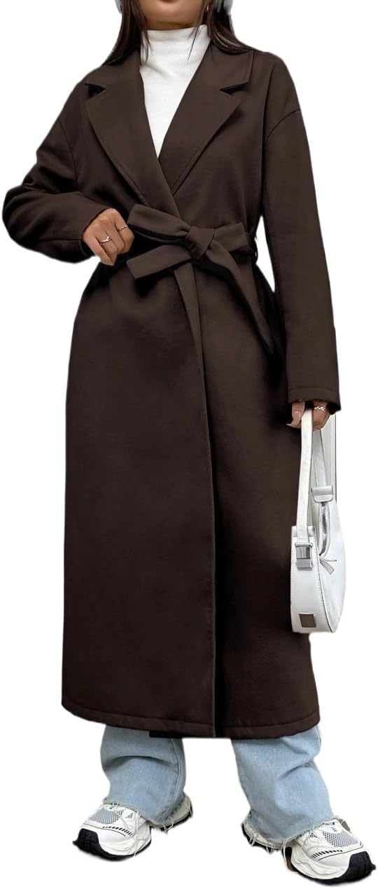 Womens Fashion Trench Outwear Solid Color Casual Wool Coat Jacket Coat