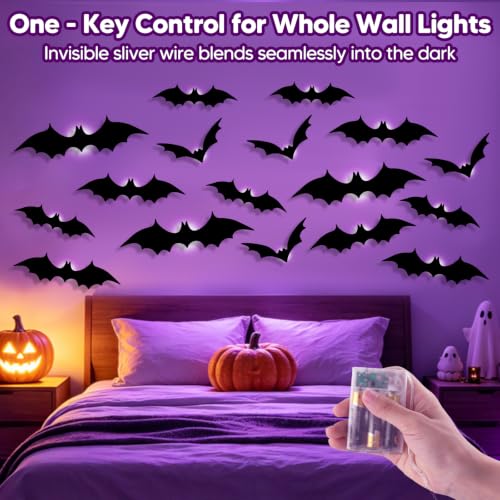 Halloween Deko LED Fledermäuse Wanddeko Leuchtende Fledermaus – Bild 3