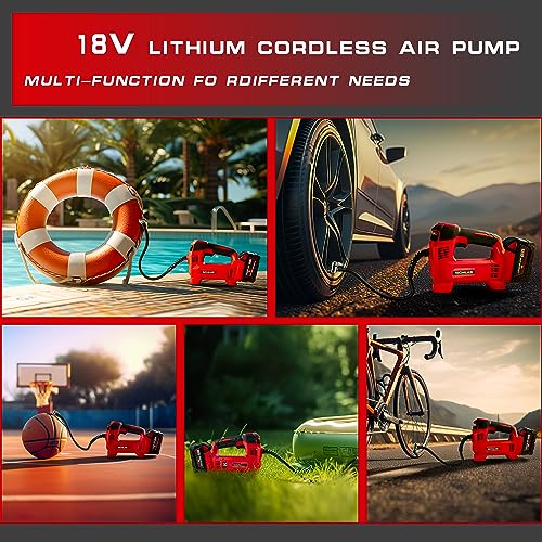 Nichilas Tire Inflator for Milwaukee M18 Battery Auto Portable Air Compressor Pump with LCD Screen Fixed Value Setting for Car, Motorcycles, Bikes, Balls (No Battery) - Thumbnail 5