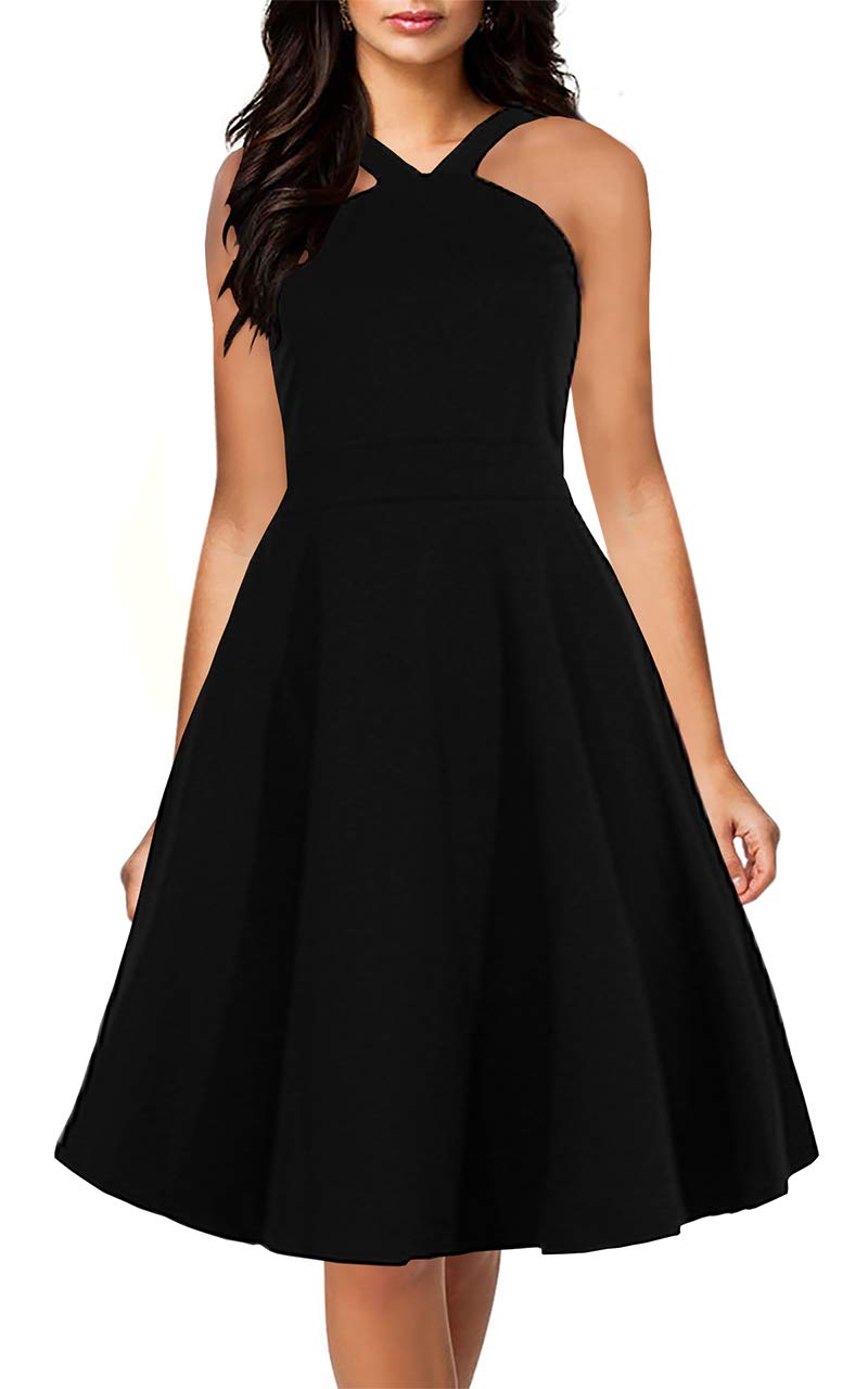 Halter Black Cocktail Dress The Dress Shop