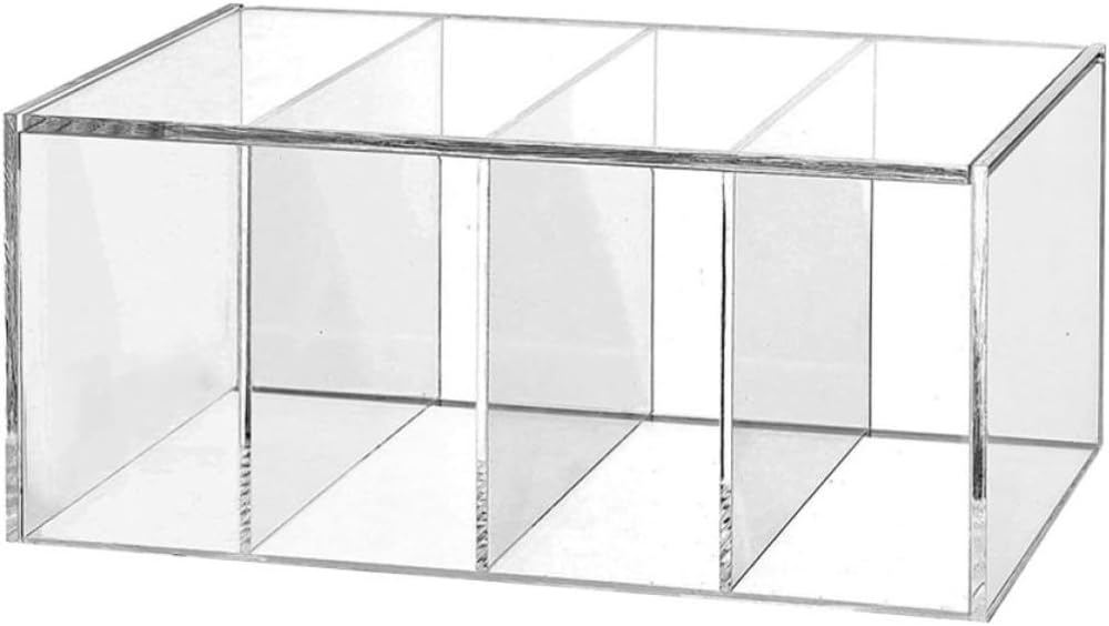 FOMIYES Acrylic Storage Box with Flip Lid, 4 Compartments for Capsules