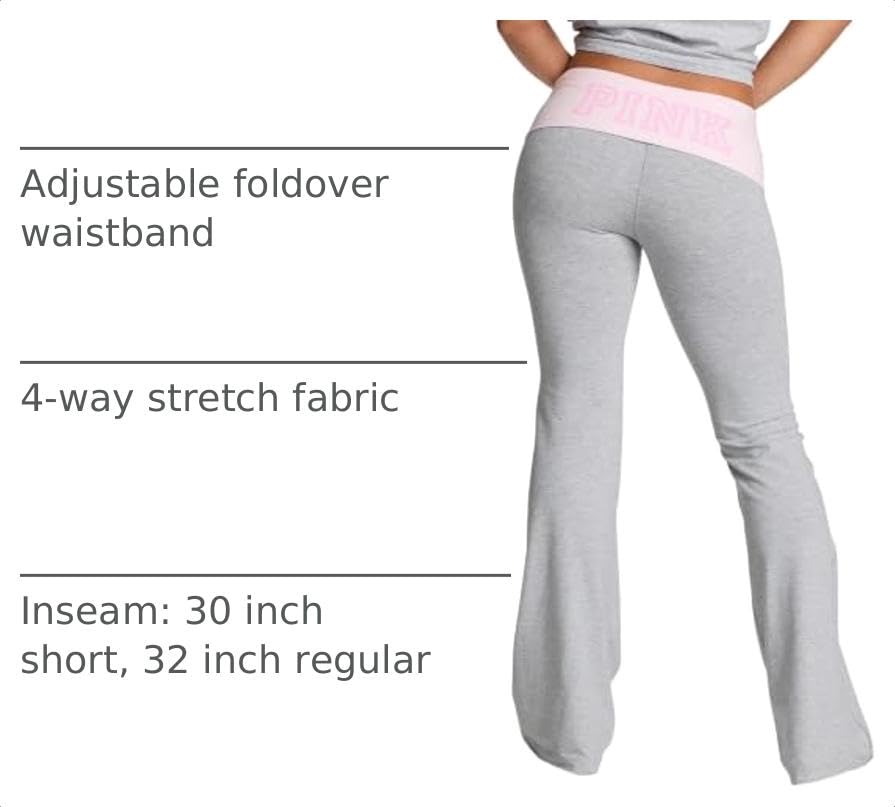 Victoria's Secret Pink | Elle All-Day Cotton™ Foldover Flare Leggings, Medium Heather Grey, M - image 4