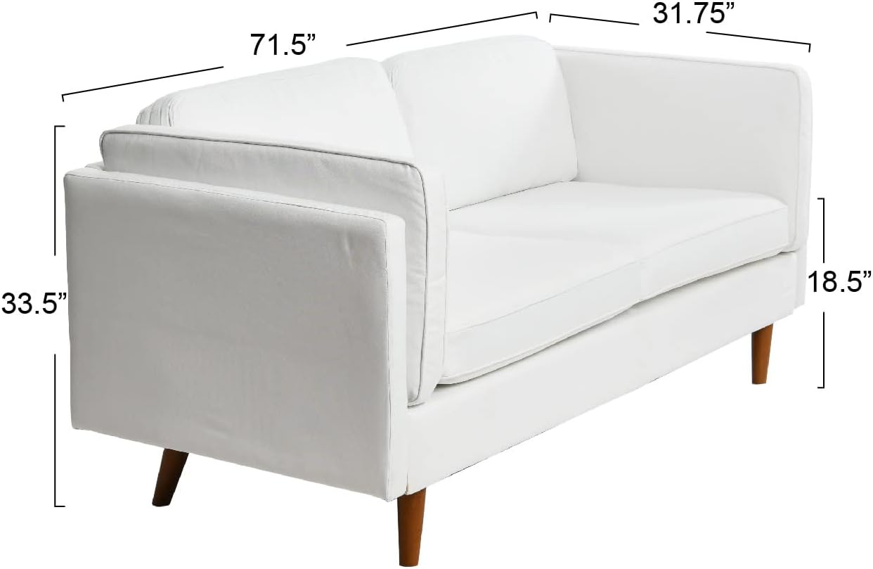 Creative Co-Op Atley High Sided Sofa, 71" L x 32" W x 34" H, Coastal White
