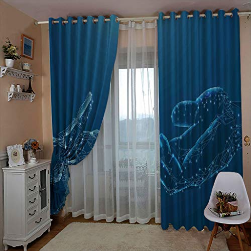 Rideau occultant à oeillets 3D bleu isolant thermique 140x260 cm x2