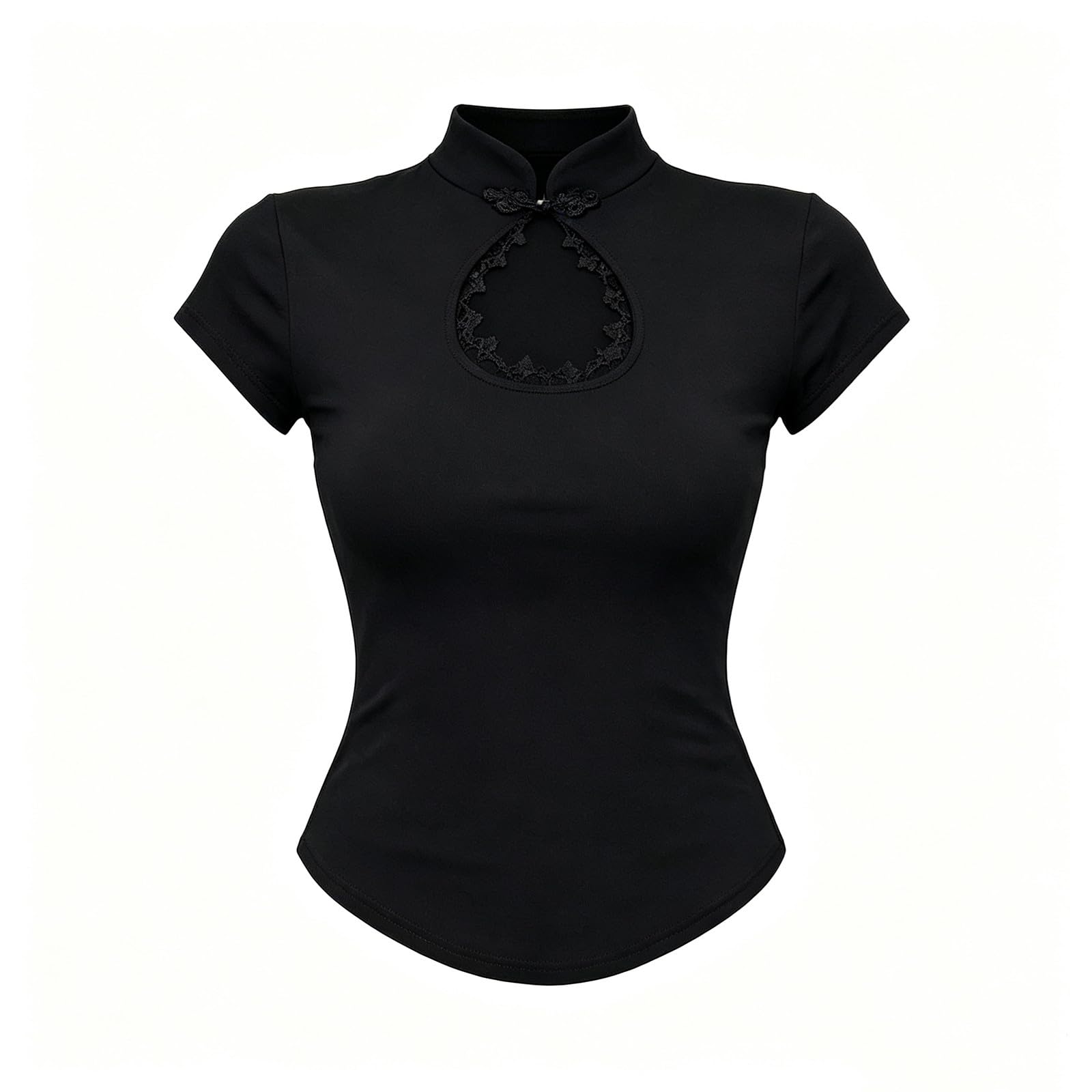 Generisch Elegante costume cinese scuro per Halloween con scollo profondo e silhouette sciancrata