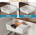 2 Pack Under Desk Drawers Self Adhesive Drawers for Under Desk Storage Pull Out Under Desk Drawer Organizer for Home Office Cabinet, 13" x 12.2" x 3.74", White