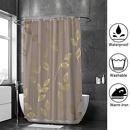 Rideau de douche polyester doré 168x183 cm lavable avec crochets C - 5