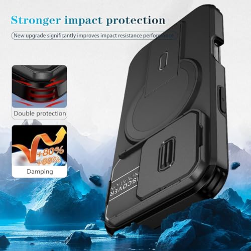 Image of ShieldTech MagStand Series Case for iPhone 16 Pro, Mobile Cover with Sliding Camera Shield, Mag-Safe, Kickstand, Shockproof for Apple iPhone 16 Pro - Black