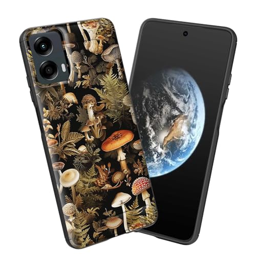 Coque Motorola Moto G 5G 2024 antichoc silicone fin motif champignons vintage forêt botanique 6.6"