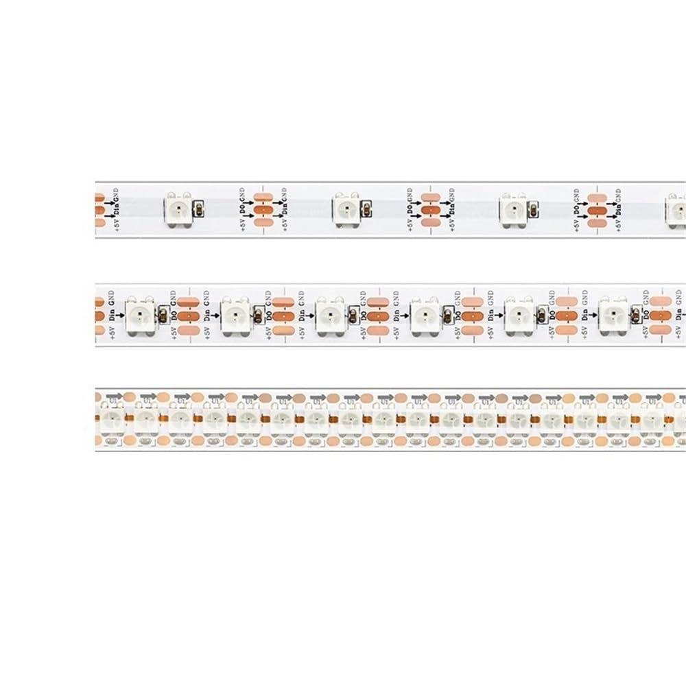 RZL tiras de luz led, Tira de luces LED de 5 metros, SK6812 DC5V 5050SMD, 30/60/144 LED/m, RGB, con soporte de cobre y cable dorado.(White PCB-IP67,144leds/m)