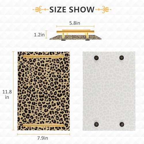 ZZKKO Leopard Acrylic Tray Bathroom Organizer Countertop Decorative Vanity Tray with Gold Handles Makeup Tray for Bathroom Counter Dresser Kitchen Table by ZZKKO - Used condition - Image 6
