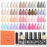 PEACECOLOR 25 Stück UV Nagellack Set, 20 Farben Nude Rosa Braun Glitzer Gel Nagellack UV für Nagel...