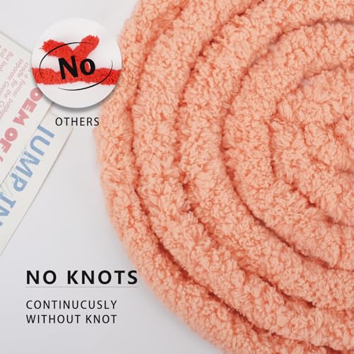 Image of Chunky Yarn for Hand Knitting, Chunky Chenille Blanket Yarn for Crocheting, Bulky Soft Fluffy Chenille for Blanket Project, 8 Pack of 8oz /25yds, Salmon