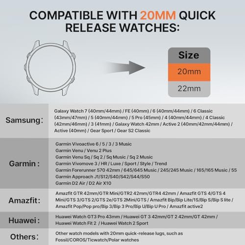 Image of Bandletic Outdoor Nylon Band Compatible with Samsung Watch 5 Bands, 20mm Quick Release Rugged Soft Strap Designed for Amazift Active 2 /Galaxy Watch 7 /6 /4 44mm 40mm /FE 40mm /Forerunner 165 /245 /APEX 2