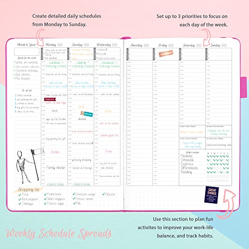 Gogirl Weekly Schedule Planner – Undated Hourly Work & Life Planner With Time Slots – Vertical Agenda Organizer For Daily Time Management & Productivity – A5 Size, 5.8″X8.3″, Hardcover (Hot Pink) #TOP3