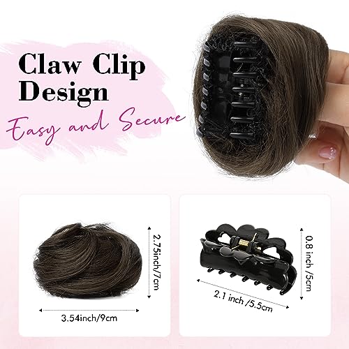 REECHO Space Bun Hair Piece, 2 PCS Mini Claw Clip in Messy Bun Hair Pieces & Cat Ears Hair Bun Extensions Wig Accessory Updo Hairpieces for Women - Image 2
