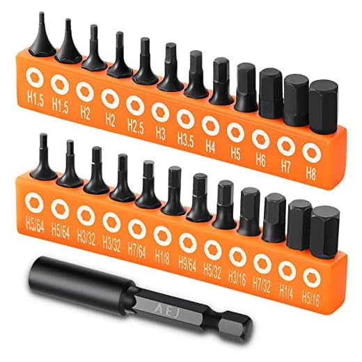 AEJ 25-Pack Screwdriver Bit Set, Hex Head Allen Wrench Drill Bit Set With 1/4" Magnetic Extension Bit Holder, 1/4 Hex Shank, S2 Steel Hex Bits Set, 1"long Drill Bits