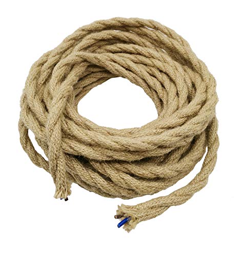Summer-Home 32.8Ft Antique Industrial Electrical Wire,Twisted Electric Rope Light Cord,Hemp Rope Covered Light Wire,Vintage Style Lamp Cord