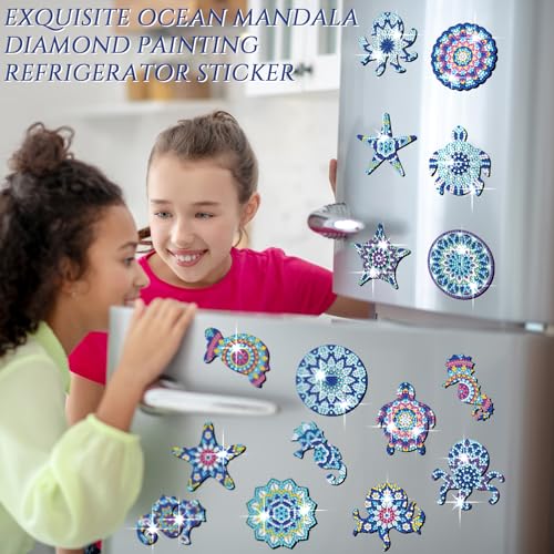 Set 16 imanes decorativos tortuga mandala verano miniatura 2