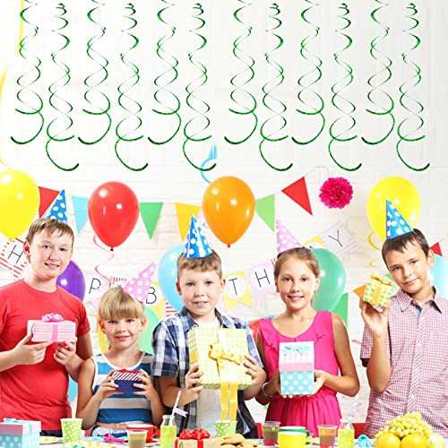 Image of 30 Pieces Green Party Swirl Decorations, Sparkle Green Hanging Swirls Whirls Shimmer Plastic Streamer for Ceiling, Party Supplies for St. Patrick's Day Tropical Hawaiian Birthday Christmas Party Decor