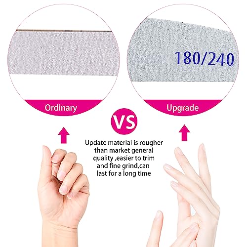 Foto von URAQT 16 Stück Doppelseitige Nagelfeilen 180/240, Einweg Nagelfeile für Gelnägel, Werkzeuge & Zubehör (Weiß, Kern in Lila)