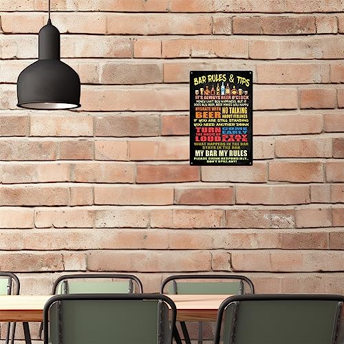 Litzzint Vintage Bar Signs For Home Bar Decor, 8X12 In Bar Rules Metal Signs For Man Cave, Funny Beer Alcohol Sign Retro For Home Pub Garage Wall Decoration Durable Metal Sign - Image 6