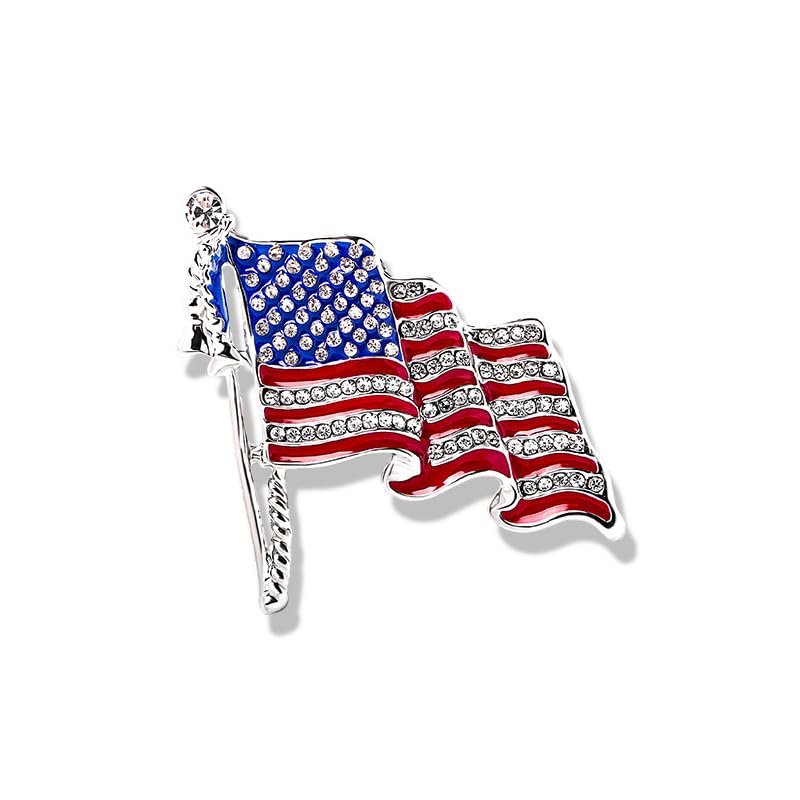 Image of 1-4Pcs Independence Day Badge Pins Brooch for Men Women 4th of July White Blue Red USA American Flag Lapel Pins American Star Pins Patriotic Brooch Jewelry