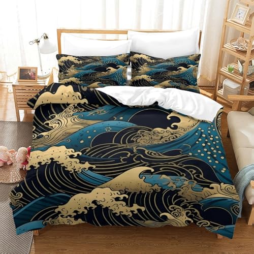 Housse de couette microfibre hypoallergénique parure de lit imprimée 3D 220x240