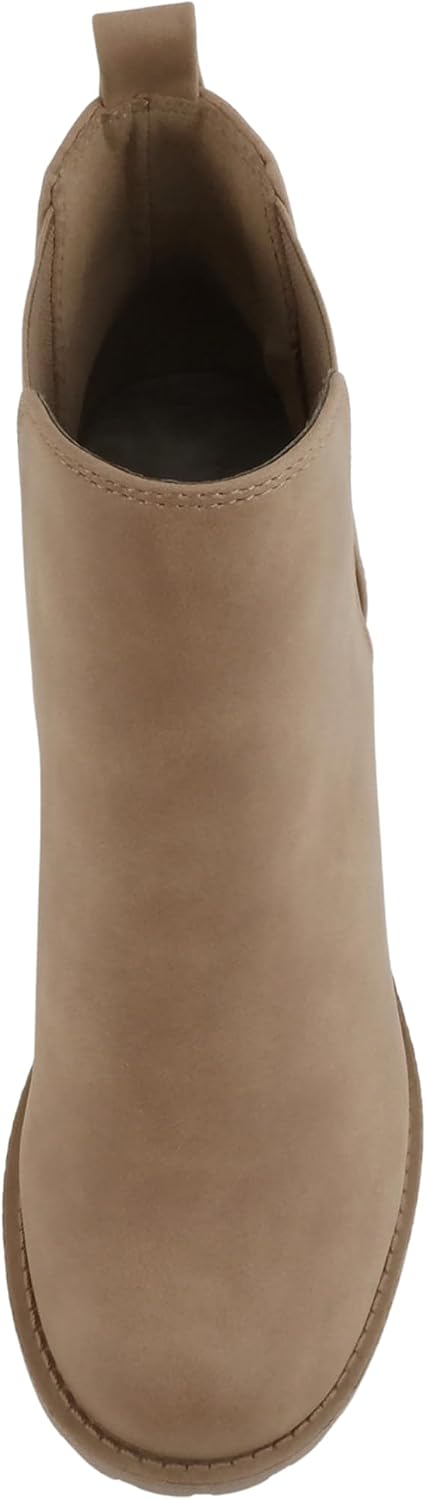 Soda ORIGAMI ~ WOMEN LUG SOLE MID HEEL FASHION ANKLE BOOTIE W/DOUBLE ELASTIC GORE