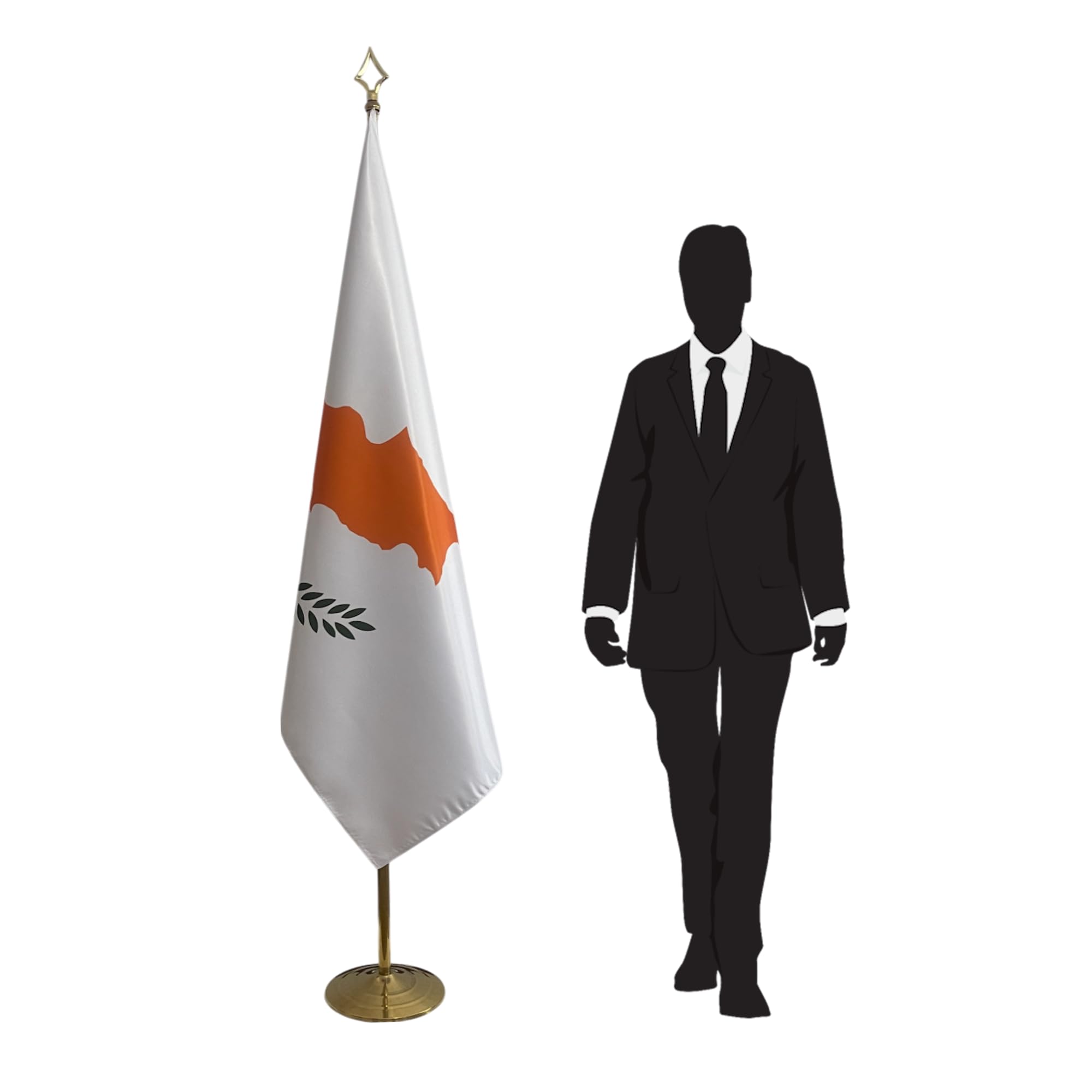 Drapeau Chypre avec pied pour ambassade et conférences diplomatiques
