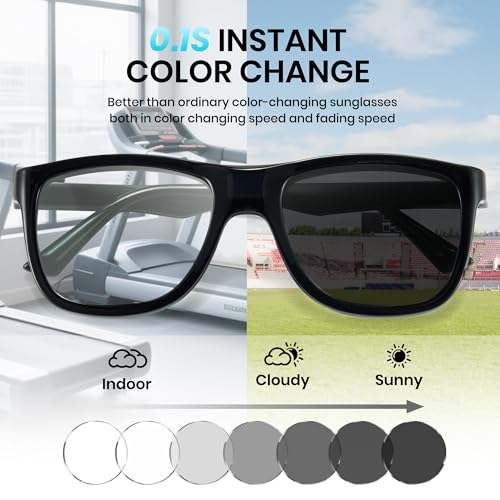Cyxus 0.1 Seconds Smart Photochromic Sunglasses Men Women Polarized Sunglasses UV Protection with Blue Light Blocking P13004