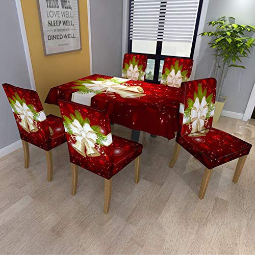 Muuyi Christmas Chair Covers Stretch Chairs Slipcovers, Washable Protector Cover Seat Slipcover For Dining Room Ceremony Hotel, Chrismasbell - 4Pack #TOP2