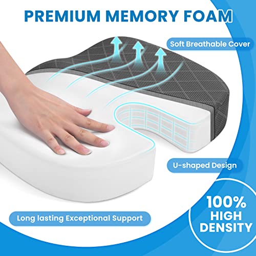 Image of TushGuard Seat Cushion - for Office Chair, Car Seat, Airplane, Bleacher - Sciatica & Coccyx Pain Relief Desk Chair Cushion for Long Sitting Office Workers, Car Drivers(Grey, XX-Large)