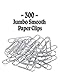 Klingy Smooth Paper Clips 300 Pcs, Jumbo, with Free Bonus Magnetic Clip Holder, Two Compartments
