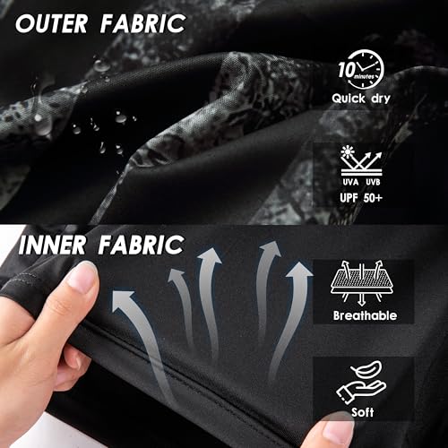 Mens Swim Trunks with Compression Liner, Vintage Black American Flag Mens Bathing Suit Swimming Trunks 9 Inch Inseam Board Shorts Men\'s Swimwear, 4 Way Stretch Beach Shorts Quick Dry Swimsuits, L - Thumbnail 5