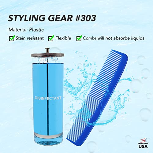 Styling Gear #303 Wide Tooth Comb Hair Detangling Comb Styling For Women, Men, Hair Stylists, Hair Comb, Wide Teeth Combs Fine Tooth Clipper Combs. 2 Piece (Royal Blue) #TOP4