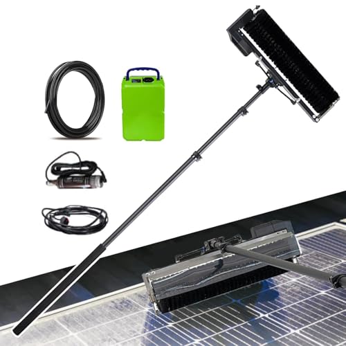 AYCDL Outdoor Cleaning Brush Kit - Water Fed Telescopic Pole with 60 cm Rotating Brush and 10 m Hose for Solar Panels, Shop Signs, Billboards, 3.5m Reach,7.5m