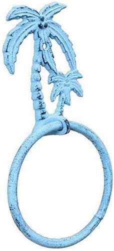 Miniatura 149 de Toallero de hierro fundido de plata antigua de 8.5 pulgadas - Decoración de conchas marinas - Decoración del hogar del mar Plata,Hierro fundido,Azul