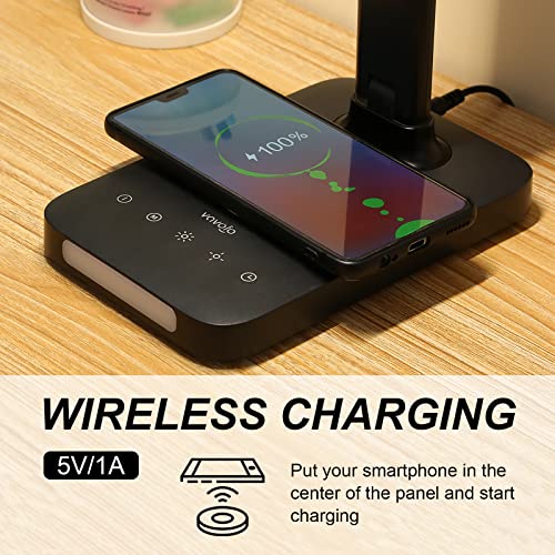 Image of VAVOFO LED Desk Lamp with Fast Charger, USB Charging Port, Desk Light for Home Office with 5 Brightness Levels, Touch Control, 30 /60 min Auto Timer, Eye-Caring Dimmable Table Lamp with Adapter