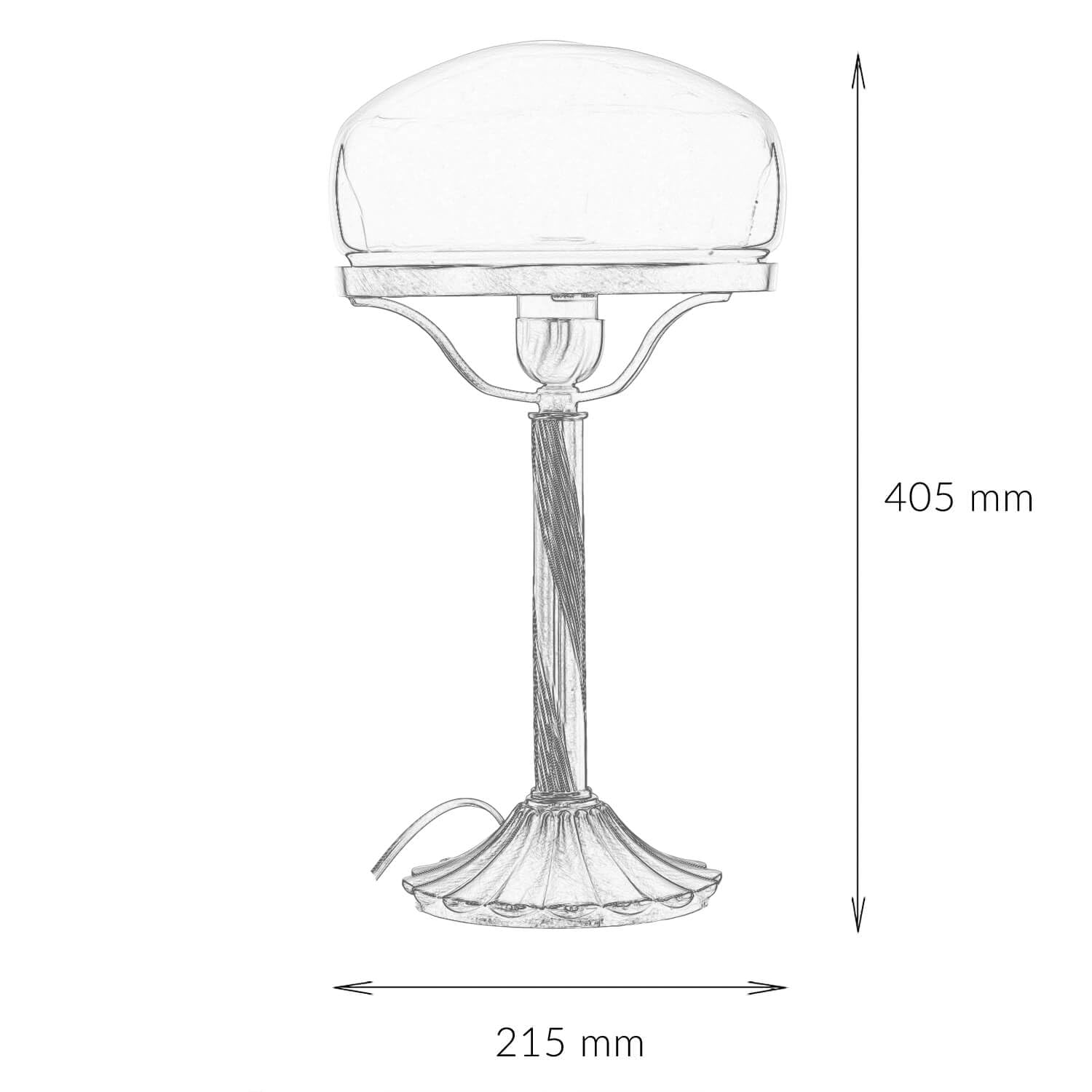 Lampada da tavolo premium ottone vetro in bronzo arancione chiaro camera da letto ufficio 40,5 cm di altezza E27 lampada da tavolo art nouveau da lettura a fungo