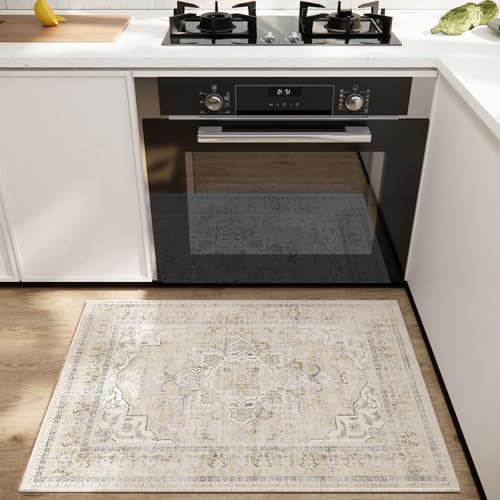 Washable Entryway Small Area Rugs: 2'x3' Boho Rug Non Slip Door Mat Indoor Entrance Stain Resistance Low Pile Throw Rugs for Inside Front Door Floor Bedroom Bedside Kitchen Nursery Kids Room Entry