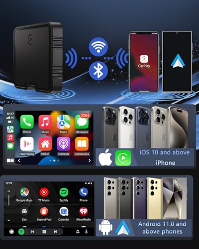 FSUM Carplay Adapter for iPhone with Netflix YouTube TF Card,2025 Wireless AI Box Carplay Adapter & Android Auto Dongle Easy to Setup,Video Box Convert Wried to CarPlay Stream to Your Car