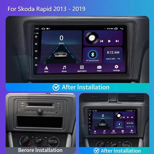Autoradio con pantalla táctil y Bluetooth manos libres para VW Skoda Rapid 2