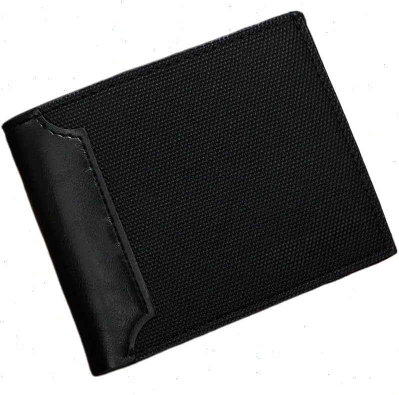 Men's Short Wallet with Magnetic Closure Soft Leather Fashionable Patchwork Multi-Card Slots Horizontal Coin Purse for Men (Black)