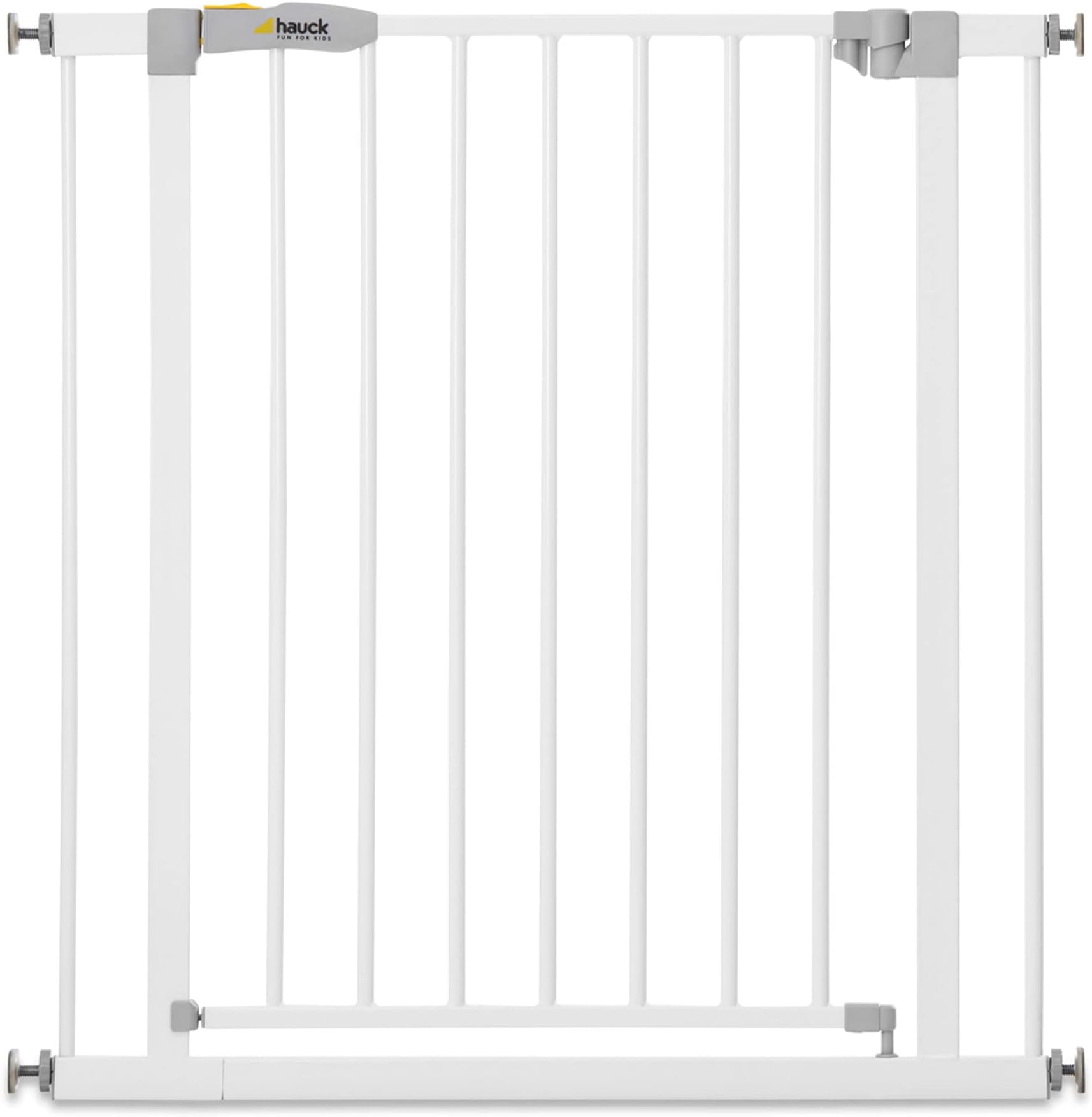 Hauck Safety Gate for Doors and Stairs Open N Stop KD / Pressure Fit / 75 - 80 cm Large / Extendable with Separate Extensions / Metal / White