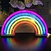 QiaoFei Rainbow Neon Light Signs,Rainbow Wall Decor for Girls Children Baby Room LED Lamp Rainbow Decor Kids Gifts,Battery or USB Operated Table LED Night Lights