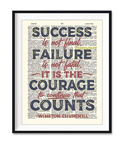 Success Is Not Final, Failure Is Not Fatal, Winston Churchill Inspirational Quote Art Print,...